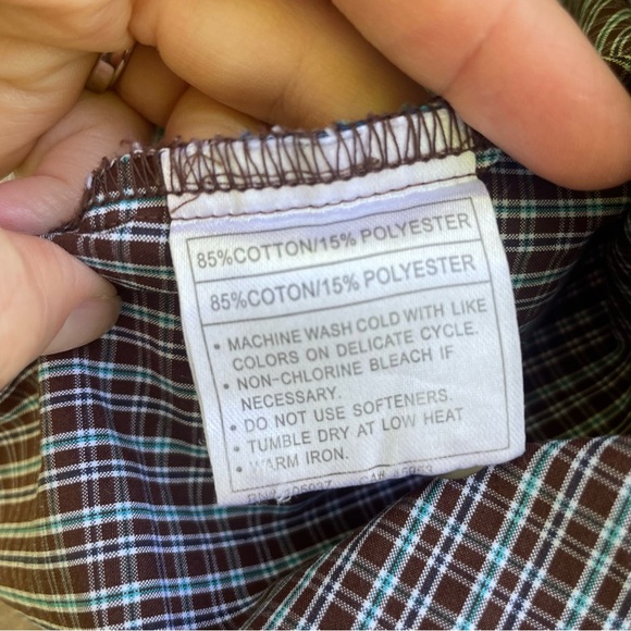 ARIAT Pro Series Men's Brown White Plaid Button Down Short Sleeve Shirt Medium - Picture 6 of 11